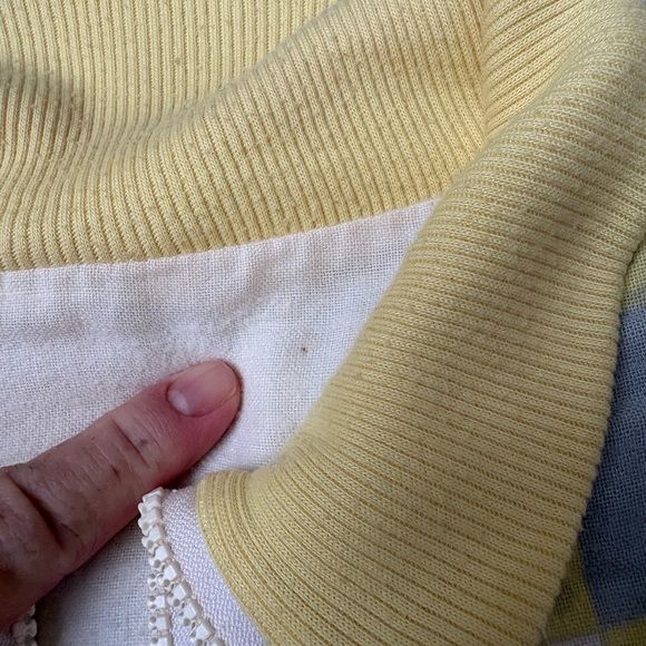 Vintage unbranded soft cozy terry knit bomber jacket with patchwork print, sz S - Picture 3 of 9